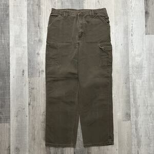 VTG Carhartt B112 TMB Brown Cotton Canvas Carpenter Work Cargo Pants Fit Mens 36
